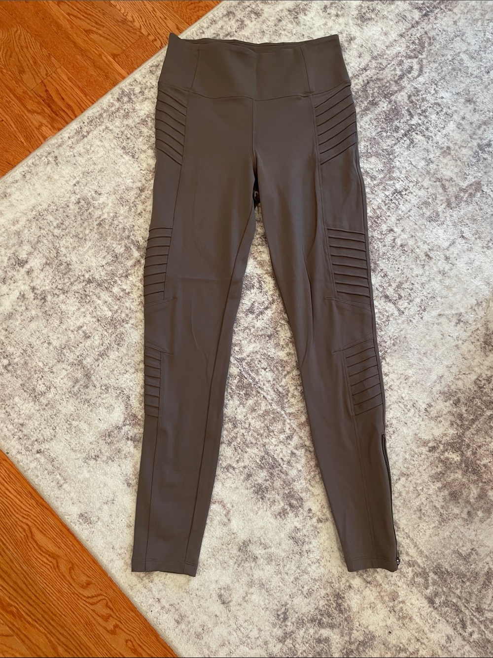 Athleta Ribbed Moto-Panel High-Rise Leggings in Brown